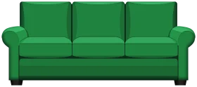 Minimalist Emerald Green Three-Seater Sofa Clipart Vector Illustration