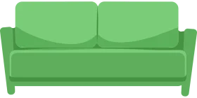 Minimalist Green Two-Seater Sofa Clipart with Clean Simple Vector Design