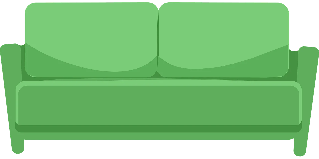 Minimalist Green Two-Seater Sofa Clipart with Clean Simple Vector Design