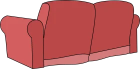Minimalist Red Classic Three-Seater Sofa Clipart Illustration Design