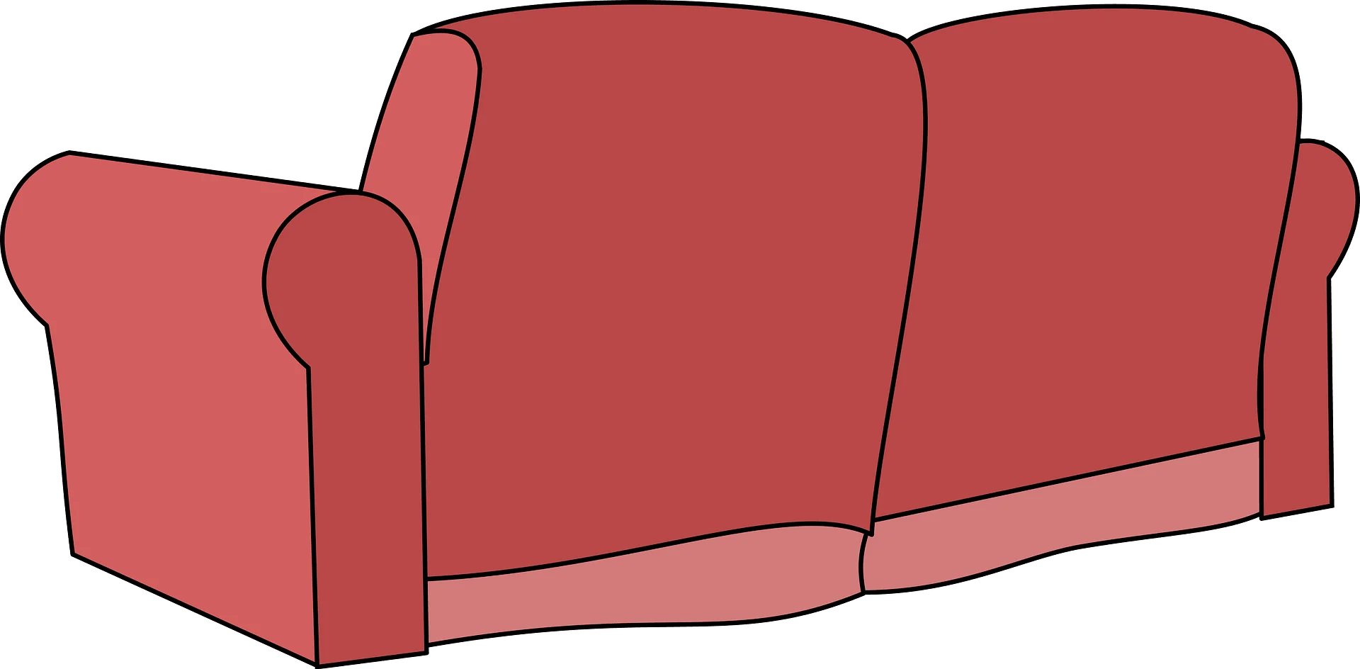 Minimalist Red Classic Three-Seater Sofa Clipart Illustration Design