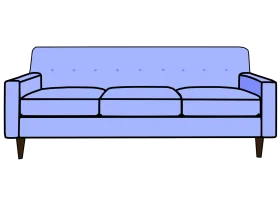 Minimalist Sky Blue Three-Seater Sofa Clipart with Clean Modern Design