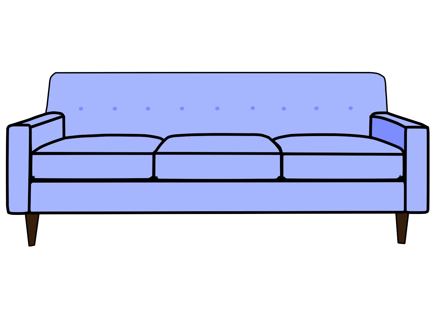 Minimalist Sky Blue Three-Seater Sofa Clipart with Clean Modern Design