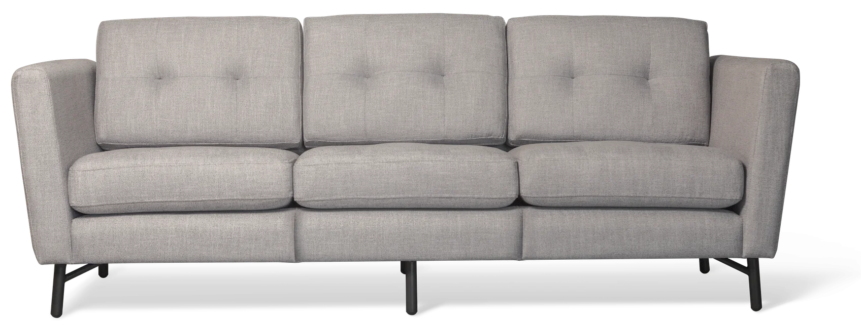 Modern Minimalist Gray Three-Seater Sofa Clipart with Sleek Design
