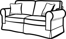 Simple Black and White Sofa Clipart Vector Illustration of Living Room Furniture