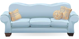 Soft Blue Classic Living Room Sofa Elegant Furniture Clipart Design