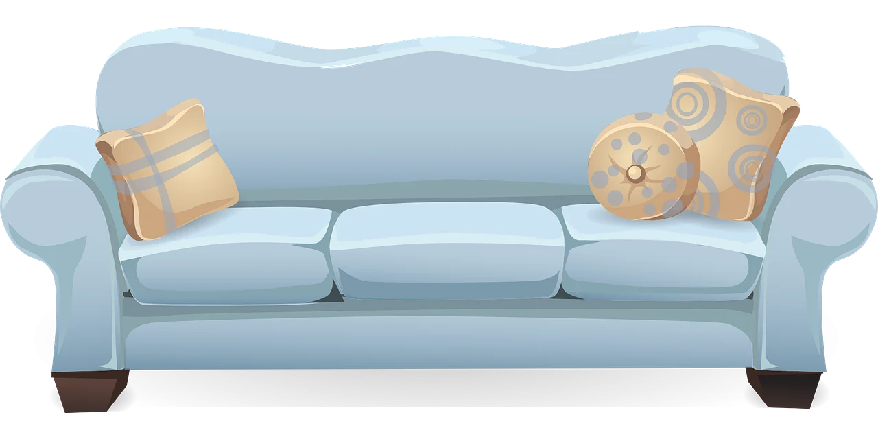 Soft Blue Classic Living Room Sofa Elegant Furniture Clipart Design