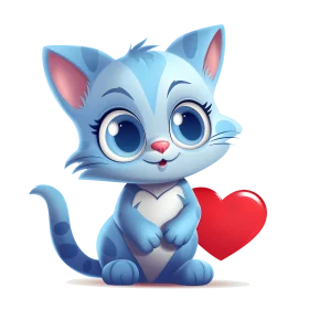 Adorable Blue Cartoon Cat Clipart with Heartwarming Charm and Sparkling Eyes