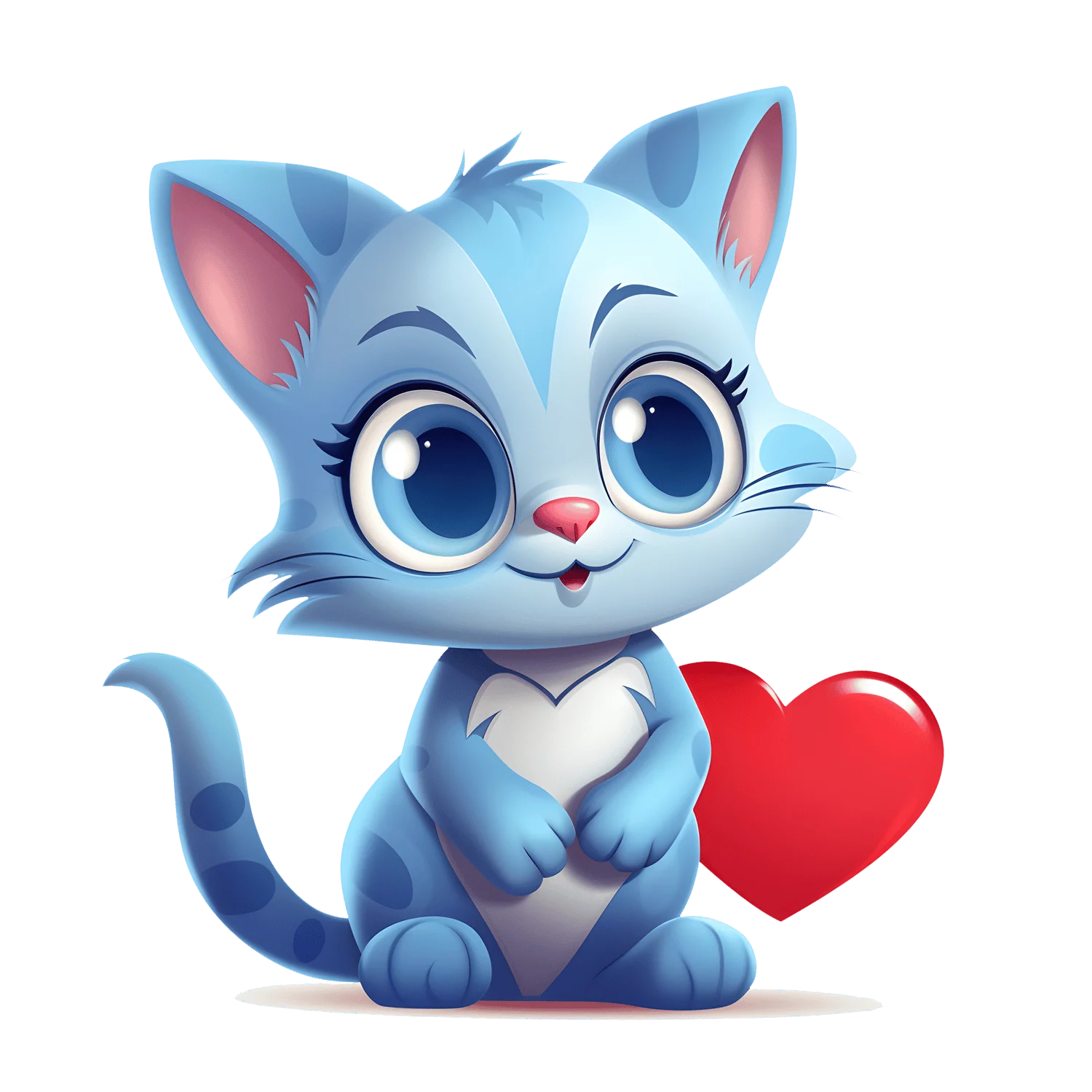 Adorable Blue Cartoon Cat Clipart with Heartwarming Charm and Sparkling Eyes