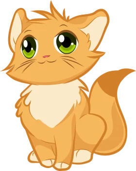 Adorable Ginger Kitten Clipart: Charming Cartoon Cat with Expressive Green Eyes