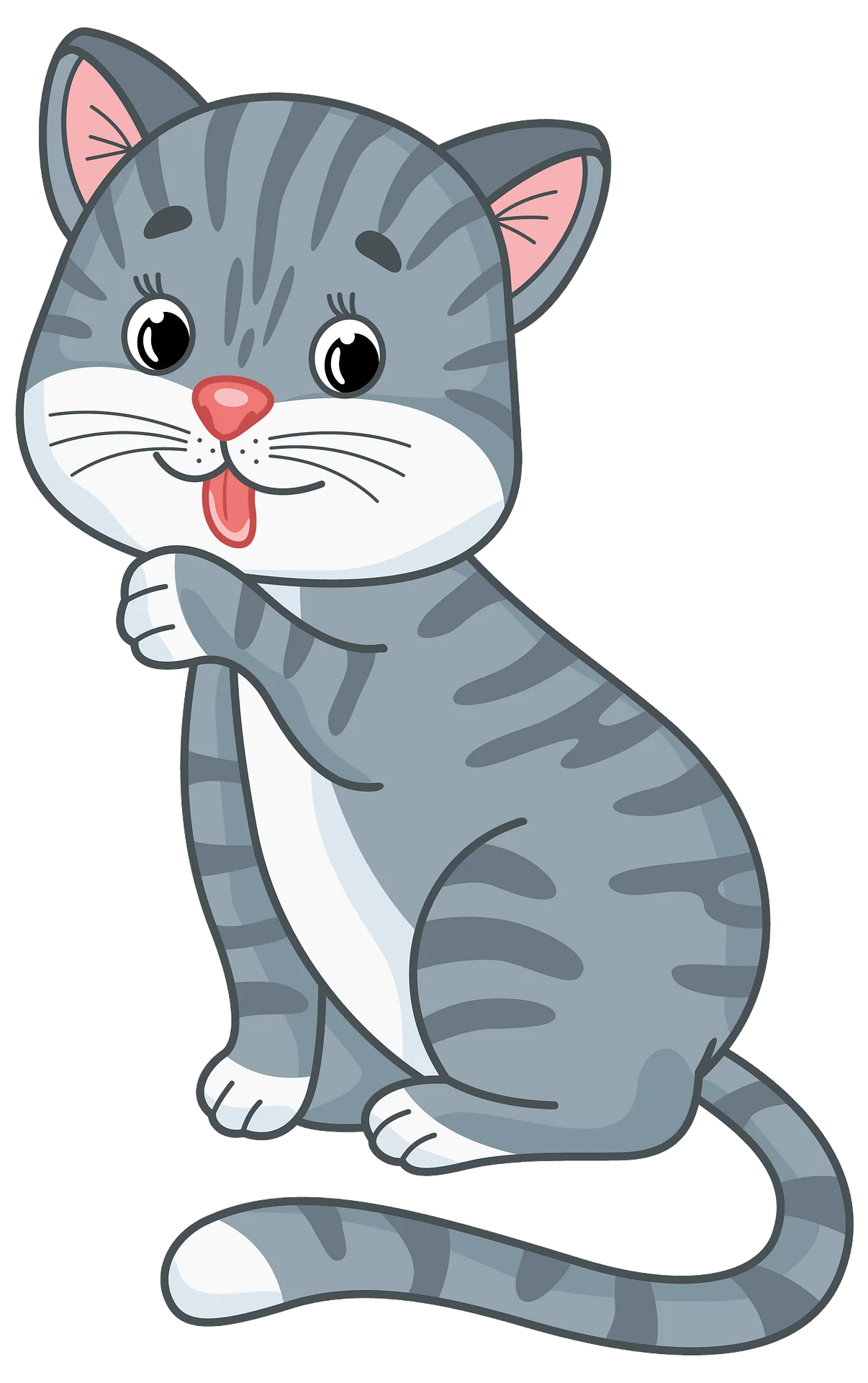 Adorable Gray Tabby Cat Clipart: Playful Whiskers and Charming Pose