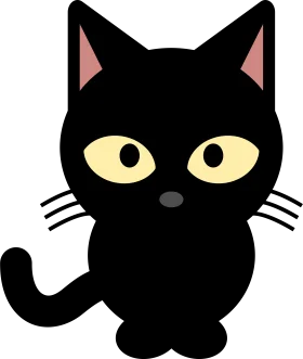 Adorable Midnight Whiskers: Charming Black Cat Cartoon Clipart Design