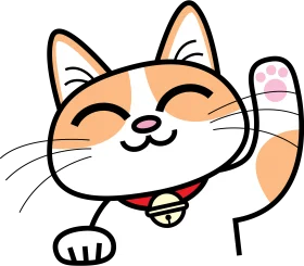 Adorable Waving Lucky Cat Clipart with Charming Maneki-Neko Inspiration