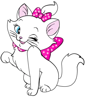Adorable White Kitten with Pink Bow Clipart: Charming Cartoon Cat Illustration