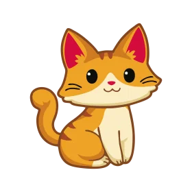 Adorable Winking Orange and White Kawaii Cat Clipart Illustration