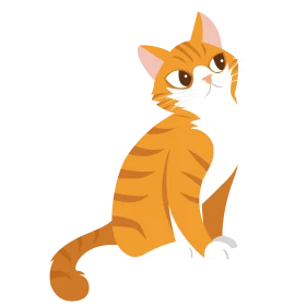 Charming Orange Tabby Cat Clipart Illustration with Whimsical Design