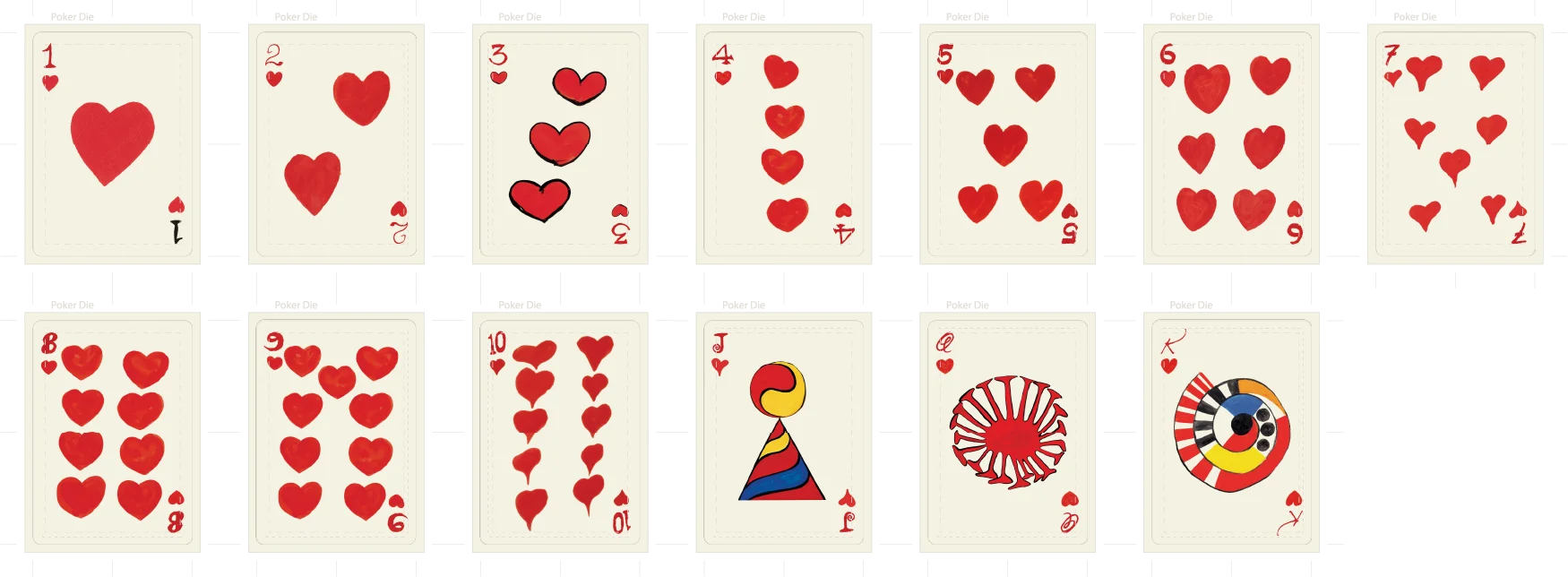 Charming Vintage-Style Heart Suit Playing Cards Clipart Collection