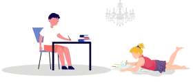 Children's Study and Play Time Illustrated Minimalist Clipart Scene