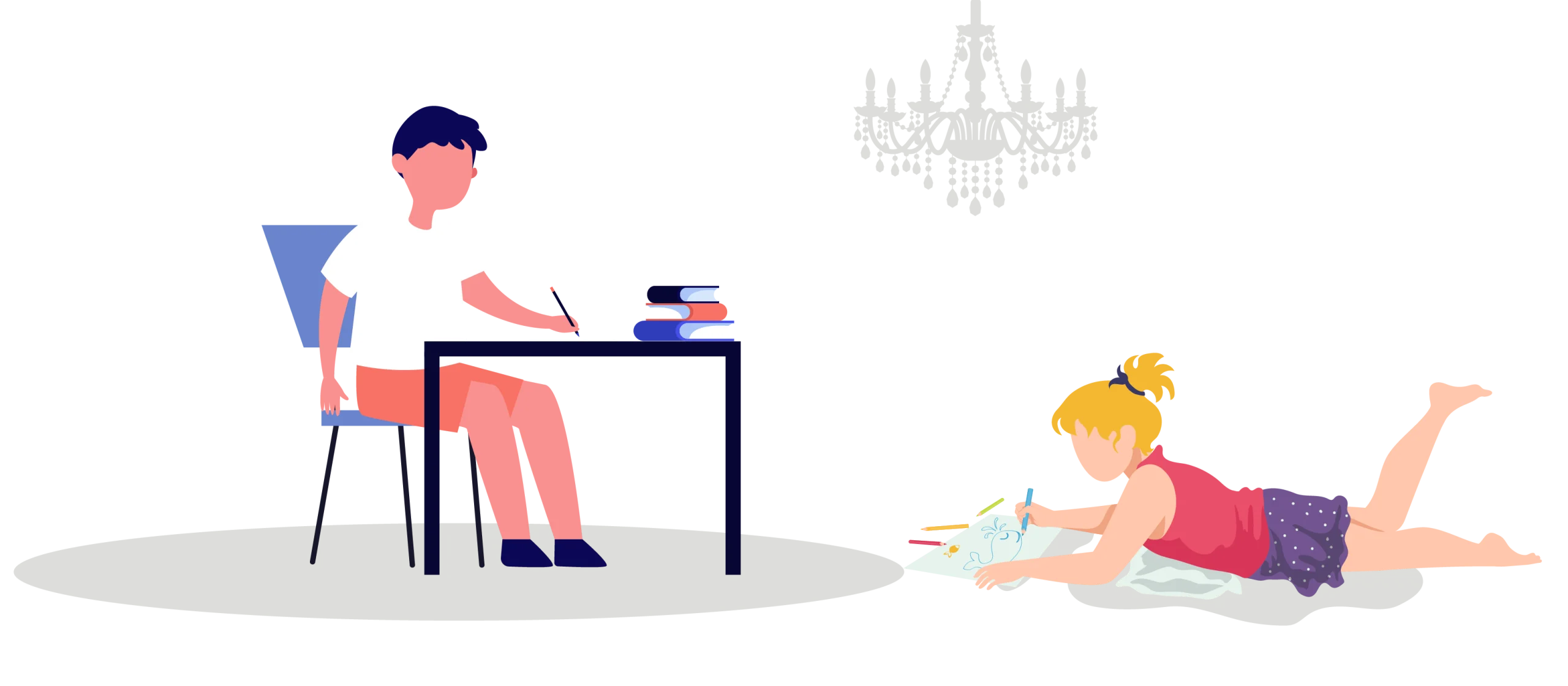 Children's Study and Play Time Illustrated Minimalist Clipart Scene