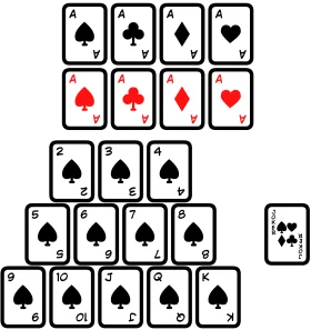 Classic Black and White Spade Suit Playing Cards Clipart Arrangement