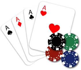 Classic Casino Playing Cards and Poker Chips Gambling Clipart Design