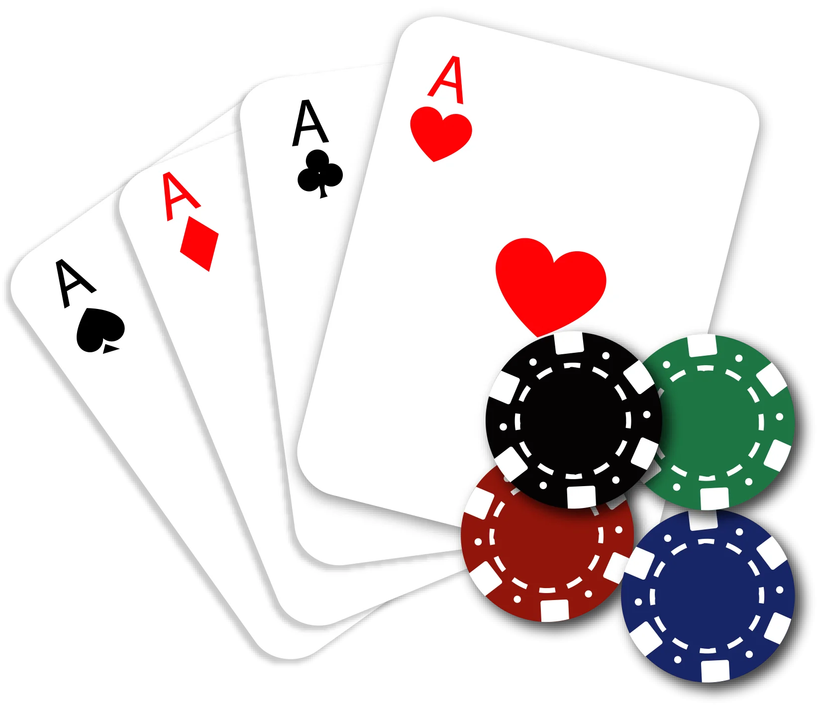 Classic Casino Playing Cards and Poker Chips Gambling Clipart Design