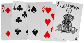 Classic Playing Cards Clipart Arrangement with Learner Joker Card