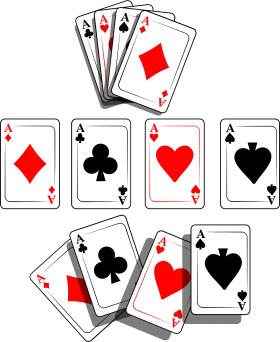 Classic Poker Playing Cards Clipart Collection with Four Aces in Different Suits
