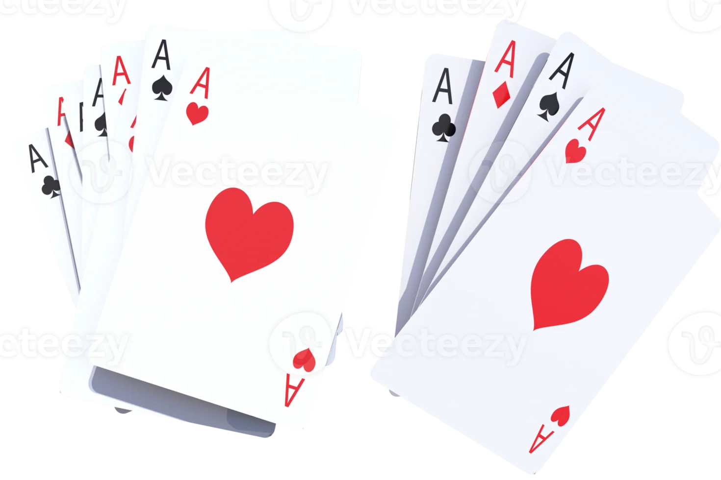 Classic Red and White Poker Playing Cards Clipart Design Elements