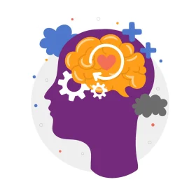 Cognitive Function and Brain Dynamics Mental Health Awareness Clipart Illustration