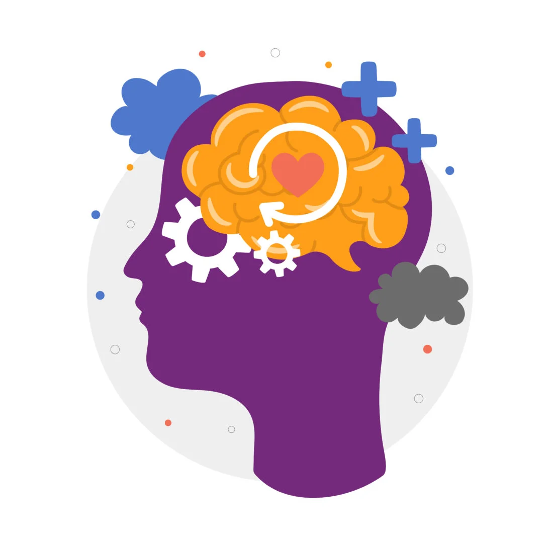 Cognitive Function and Brain Dynamics Mental Health Awareness Clipart Illustration