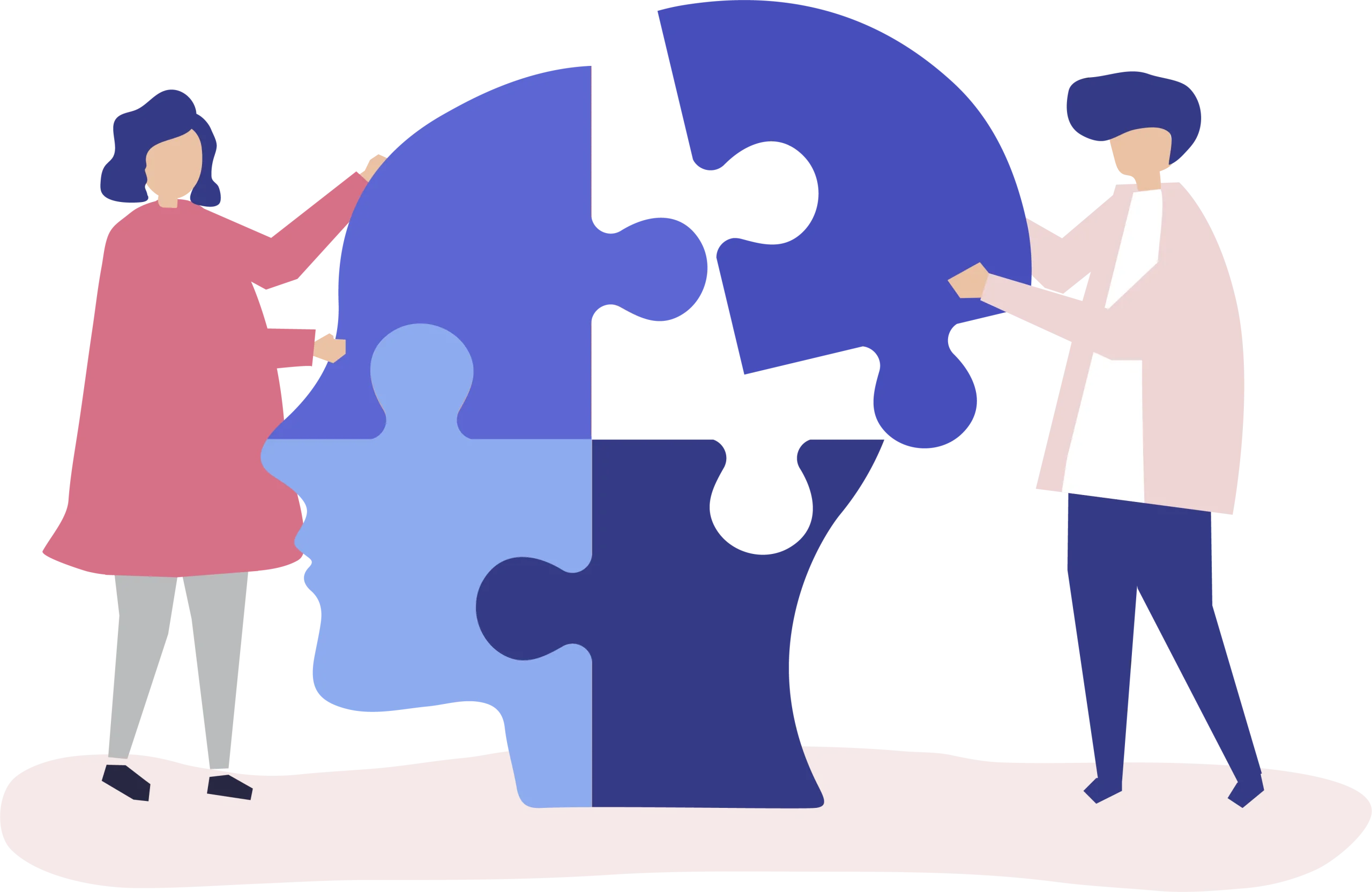 Collaborative Mental Health Support Puzzle Clipart Illustration of Healing