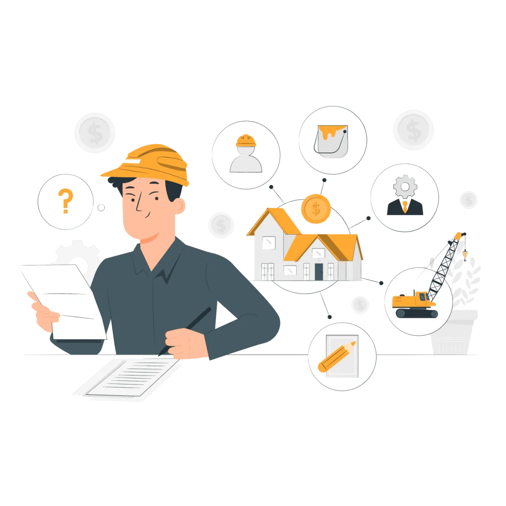 Comprehensive Construction Project Management Clipart Illustration