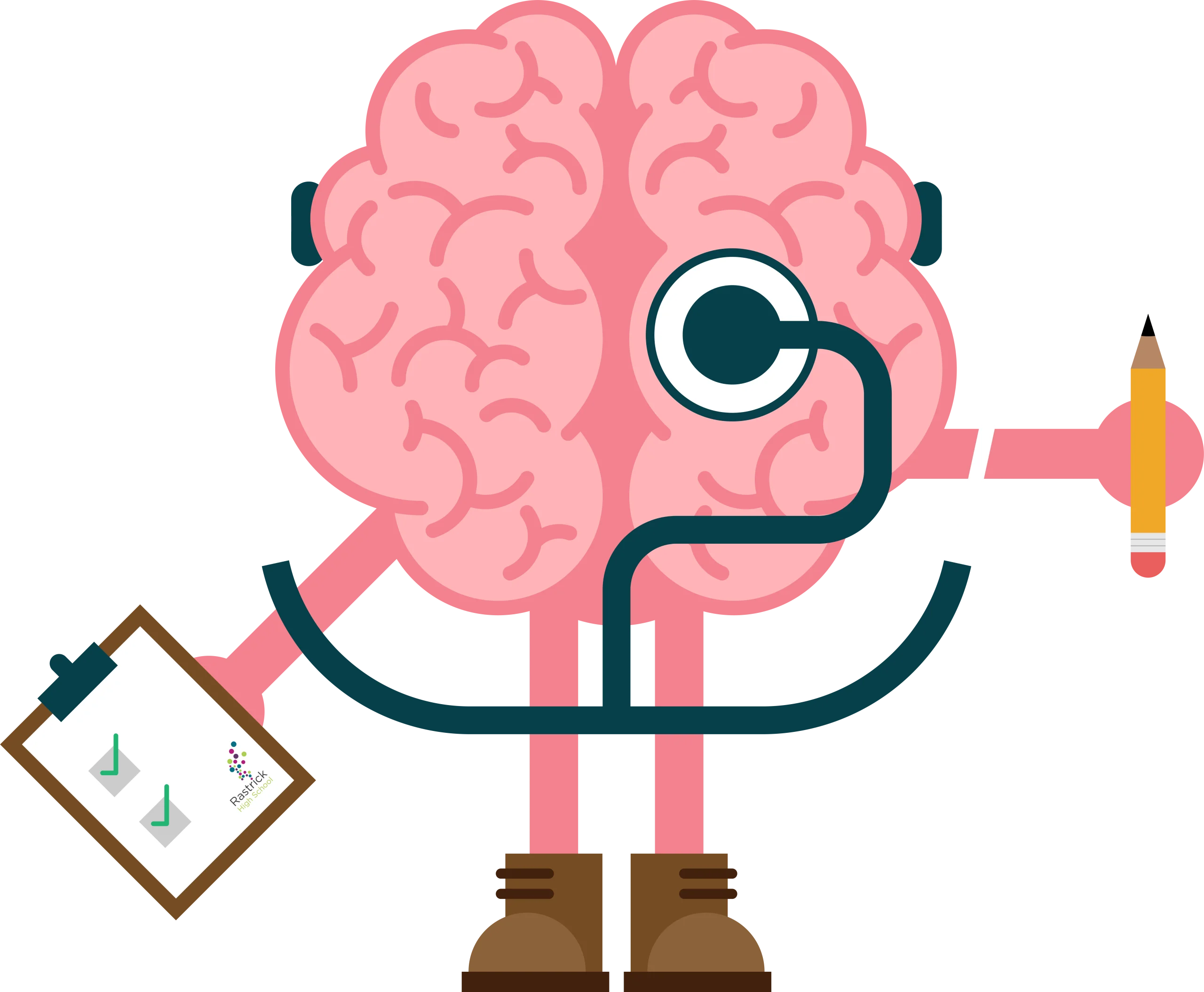 Creative Mental Health Wellness Brain Character Cartoon Clipart Illustration