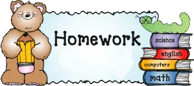 Cute Cartoon Bear and School Supplies Homework Helper Clipart Design