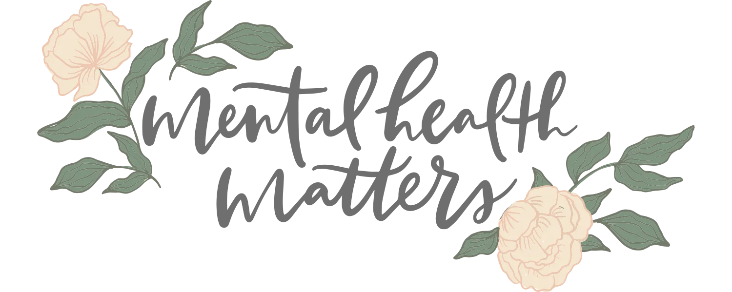 Delicate Mental Health Matters Floral Watercolor Clipart Design with Elegant Typography