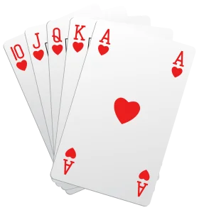 Elegant Red Hearts Suit Royal Flush Poker Hand Clipart Illustration