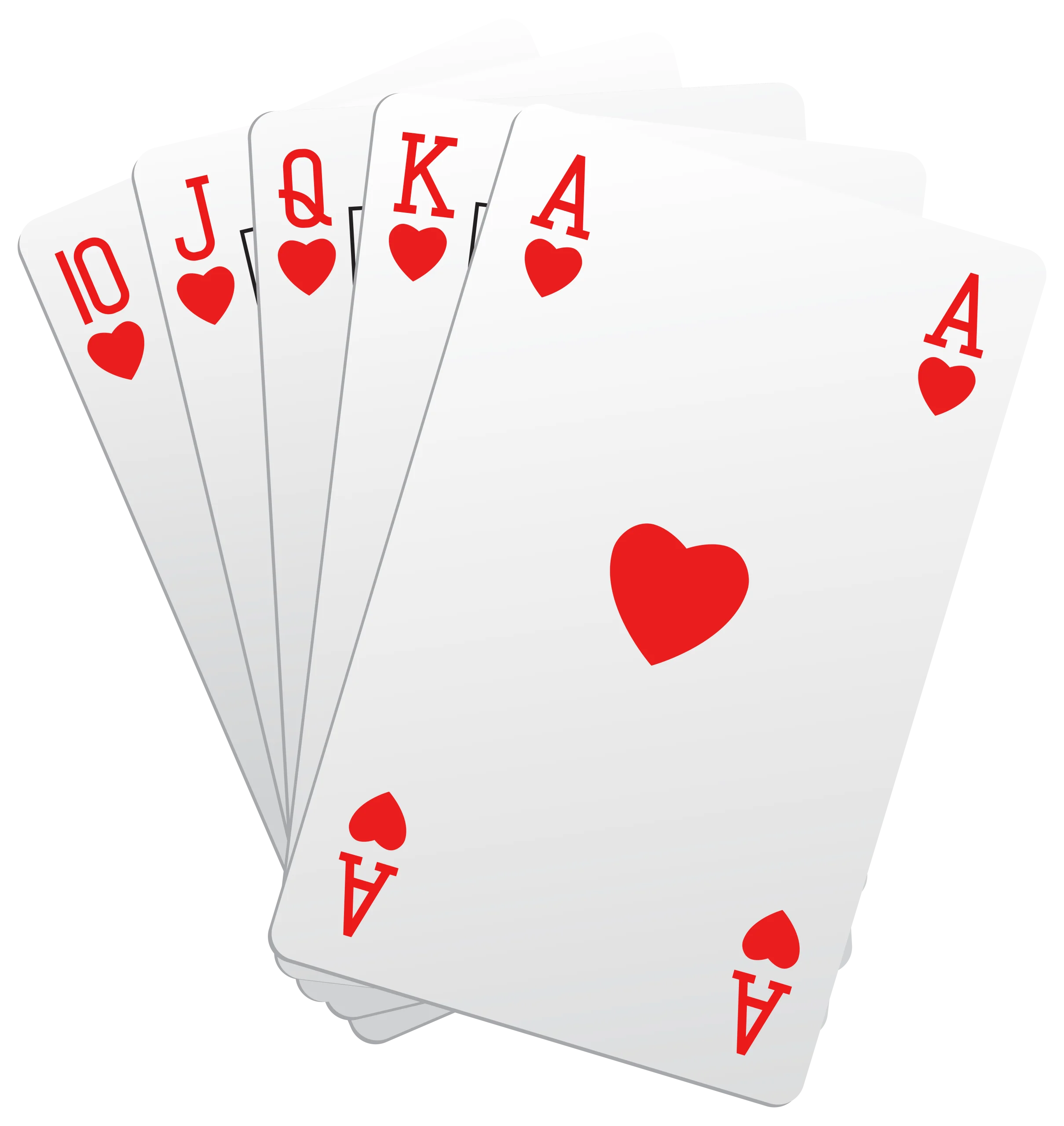 Elegant Red Hearts Suit Royal Flush Poker Hand Clipart Illustration