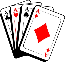 Four Aces Playing Cards Clipart - Classic Casino Gaming Graphic Design