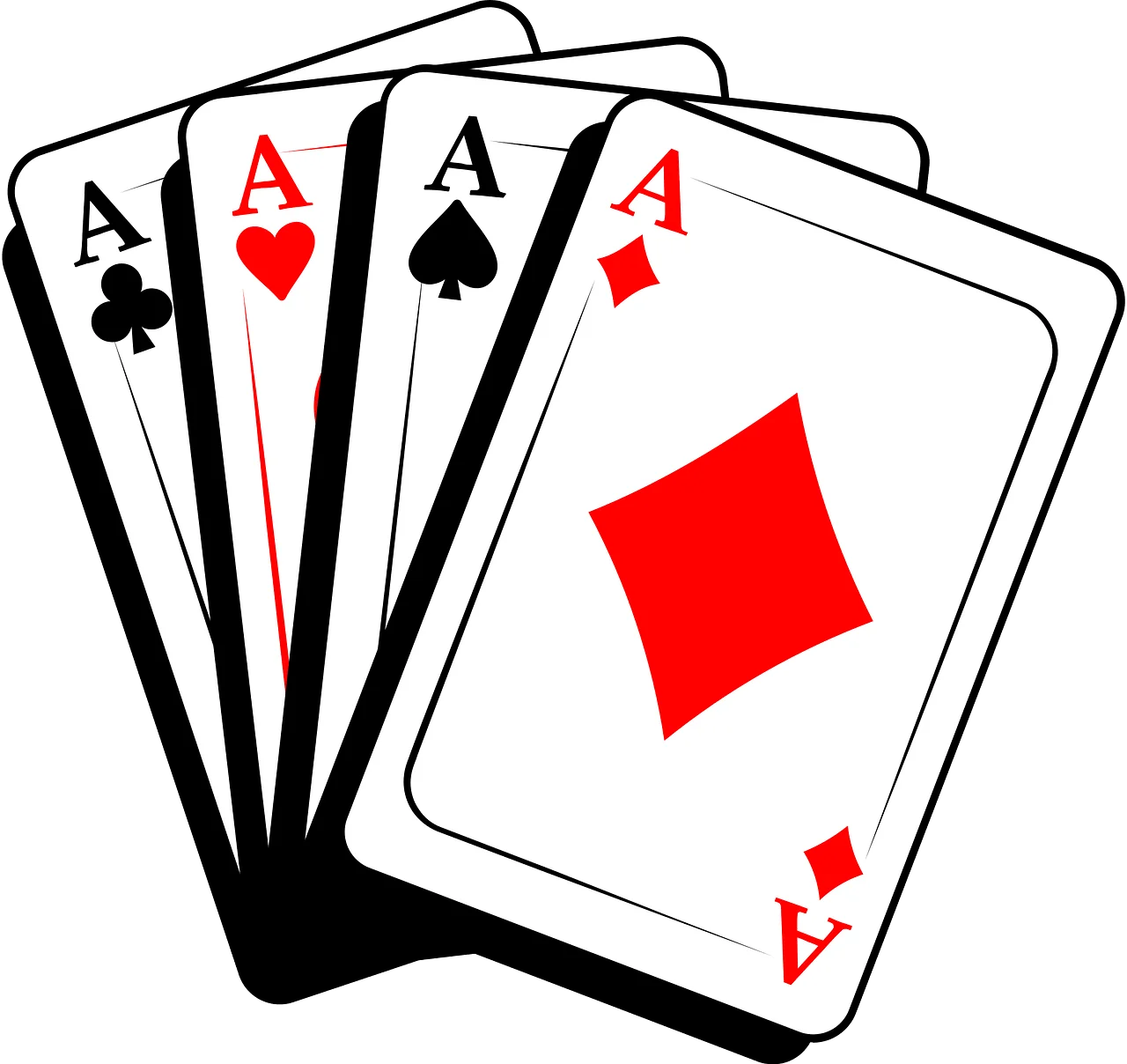 Four Aces Playing Cards Clipart - Classic Casino Gaming Graphic Design