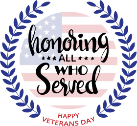 Honoring Veterans Day Clipart Design with Patriotic American Flag Laurel Wreath