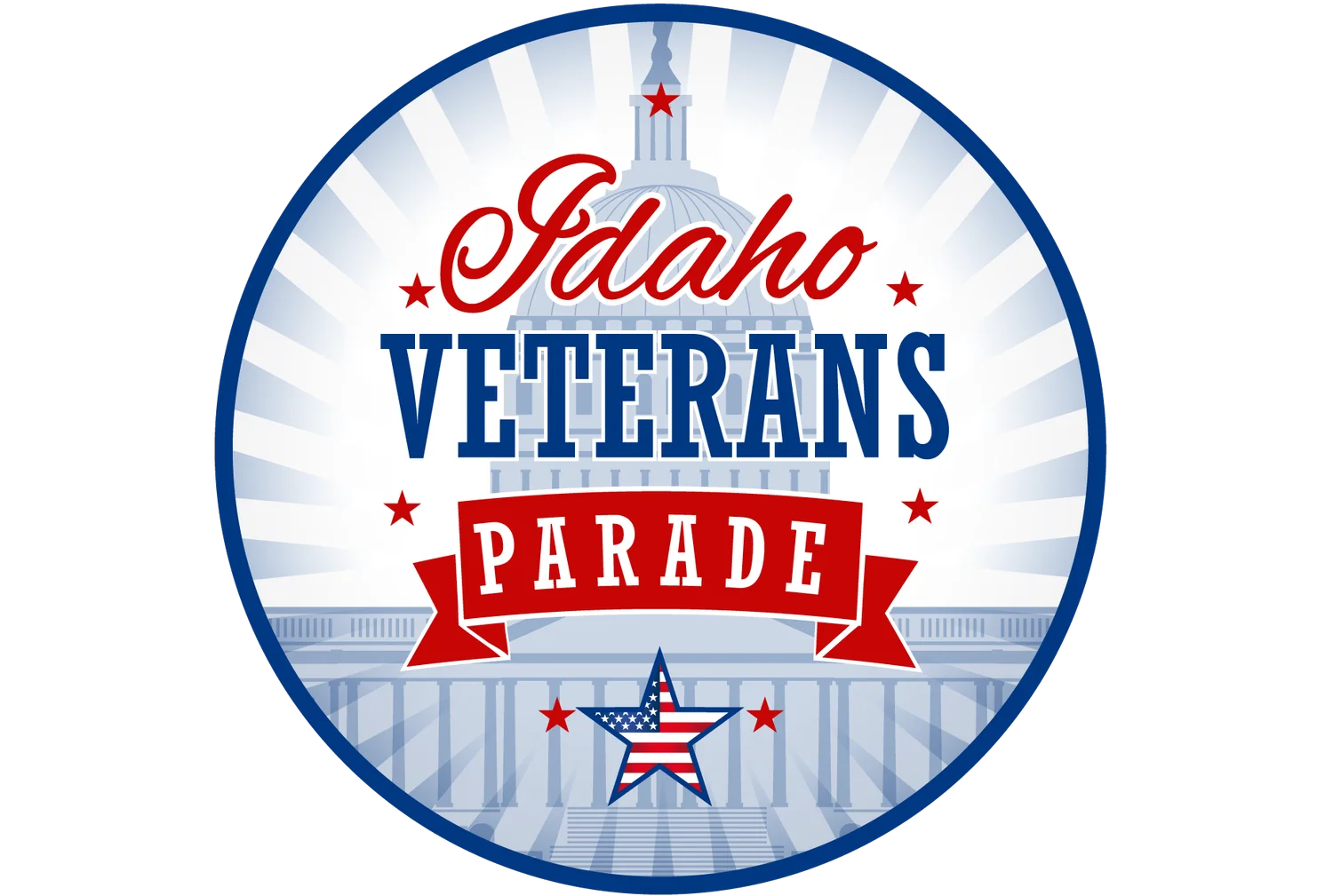 Idaho Veterans Parade Commemorative Clipart Design with Patriotic Symbolism