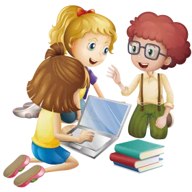 Kids Collaborative Learning: Educational Clipart Illustration of Young Students