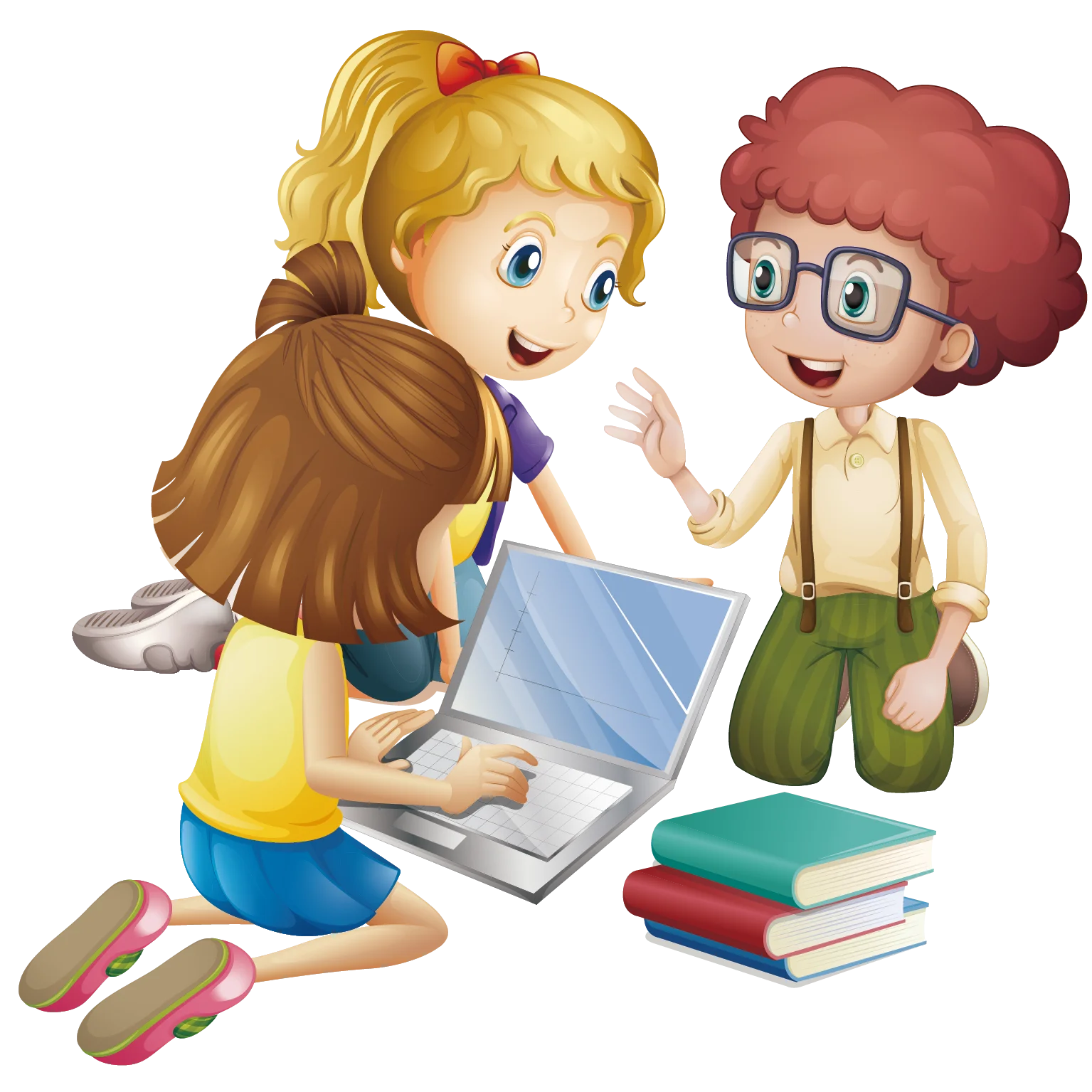 Kids Collaborative Learning: Educational Clipart Illustration of Young Students
