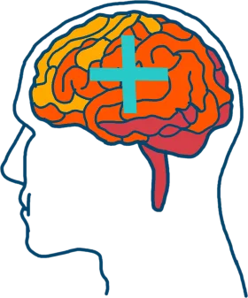 Mental Health Awareness Brain Silhouette with Positive Medical Cross Clipart Illustration