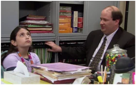 Office Scene with Child and Adult Discussing Work and Learning Clipart Illustration