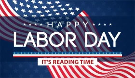 Patriotic Labor Day Clipart with American Flag and Reading Celebration Design