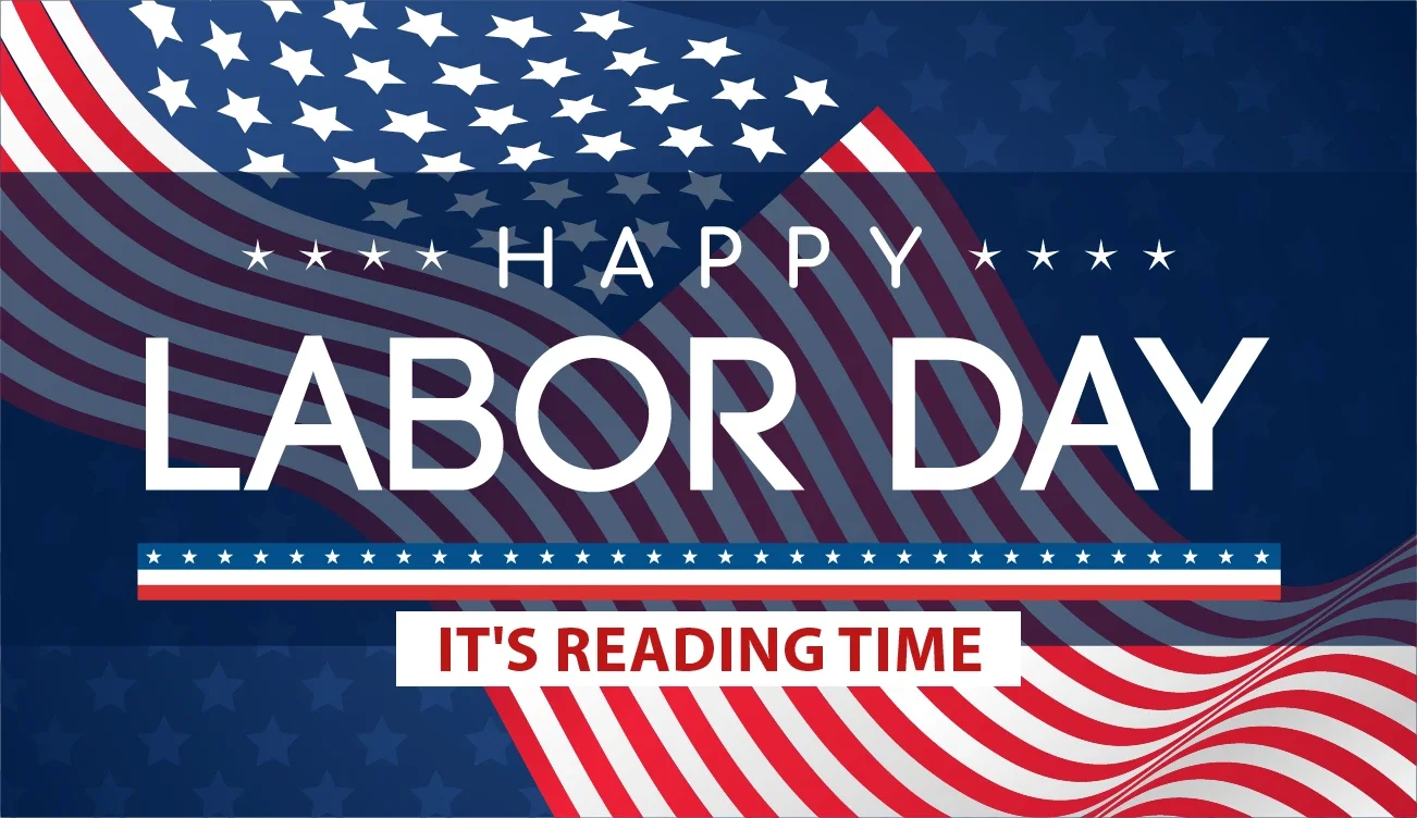 Patriotic Labor Day Clipart with American Flag and Reading Celebration Design