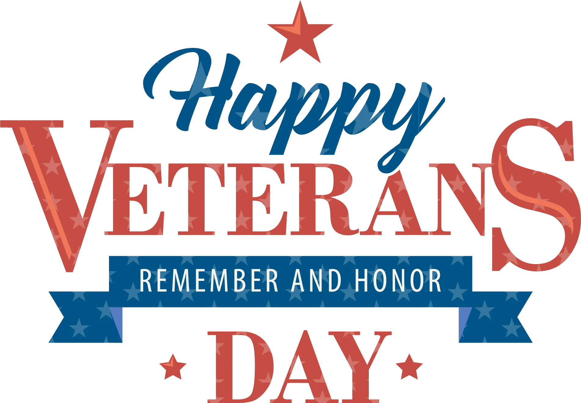 Patriotic Veterans Day Clipart Honoring Service Members with Bold Typography