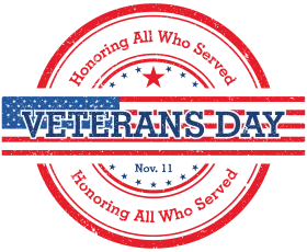 Patriotic Veterans Day Commemorative Clipart with Radiant Circular Design